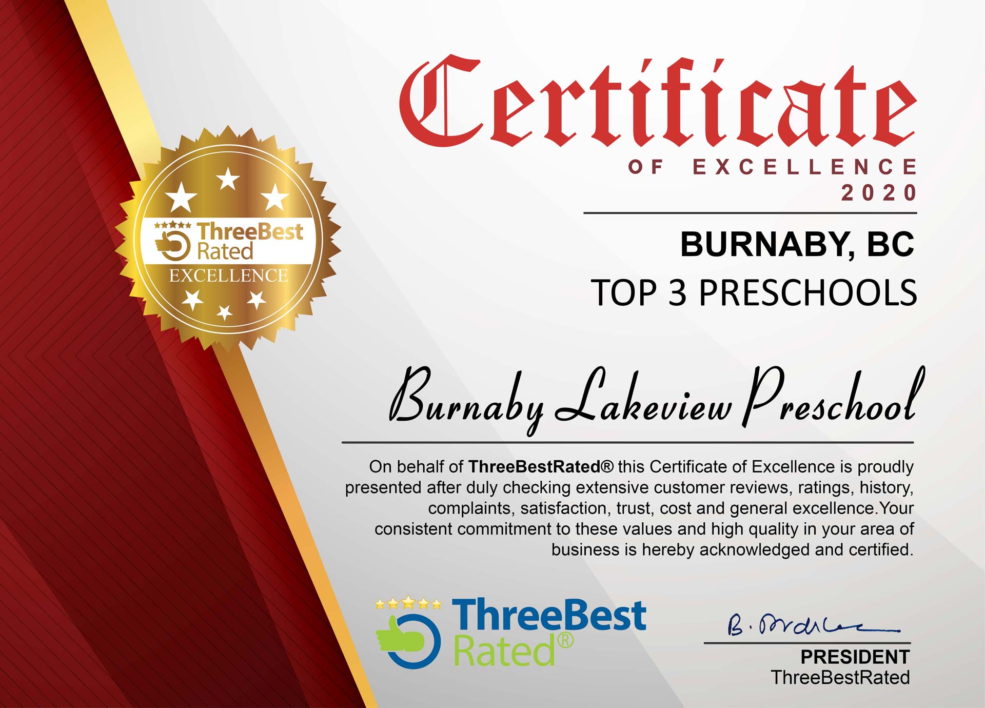 Burnaby Lakeview Preschool is recommended as one of the top 3 preschools in Burnaby BC.